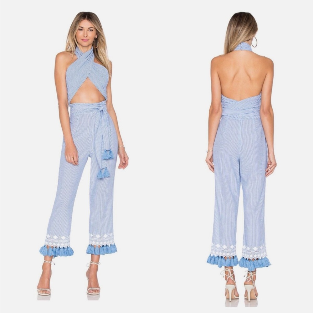 Tularosa Striped Tassel blue/white jumpsuit
